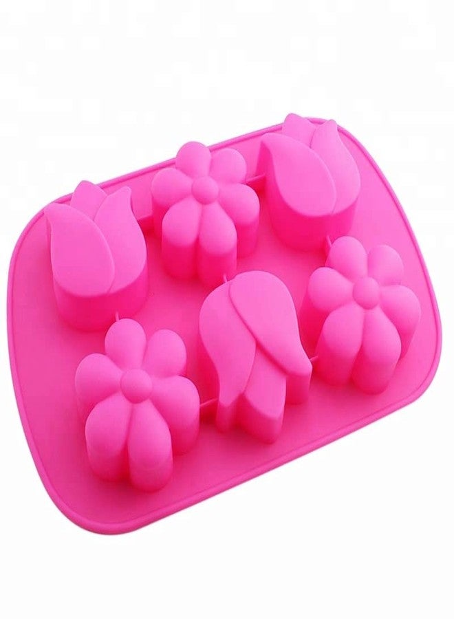 Folca® 1 Pc 6 Cavity Flower Silicone Mould for Handmade Soap, Cake, Jelly, Pudding, Chocolate, Dessert etc (6 Cavity Flower and Lotus Mould) - Image 2
