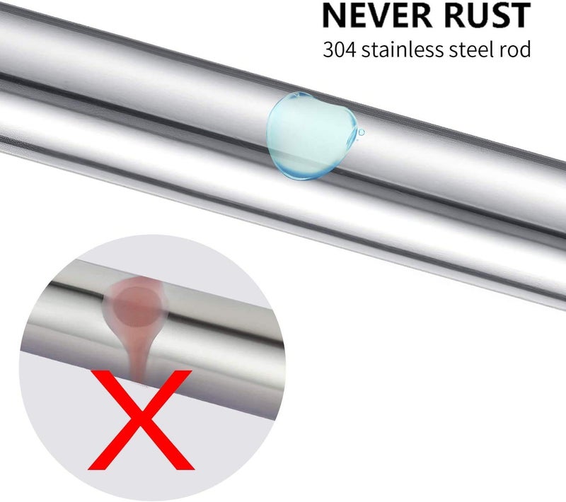 HONBAN Tension Curtain Rod Never Rust NonSlip Spring Tension Rod No Drilling Stainless Steel Curtain Rod Use Bathroom Kitchen Home Expandable 105 to 170 Cm - Image 5