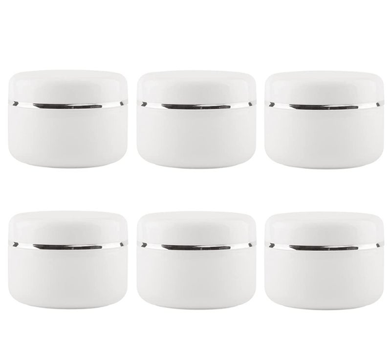 erioctry erioctry White Plastic Jar with Dome Lid 8 Oz (250g) Refillable Make-up Cosmetic Jars Empty Face Cream Lip Balm Lotion Storage Container Pot Case (Pack of 6)