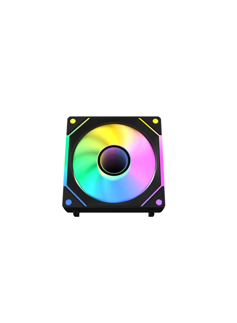 POWER 120mm PC Case Fan, Daisy Chain Connection, 5V 3-pin ARGB Lighting, 4-pin PWM Case Fan for Desktop PC/ASUS/HP/Lenovo/Windows etc. Radiator/Computer Case Cooling, 120x120x25mm, 1 Pack, Black  - Image 4