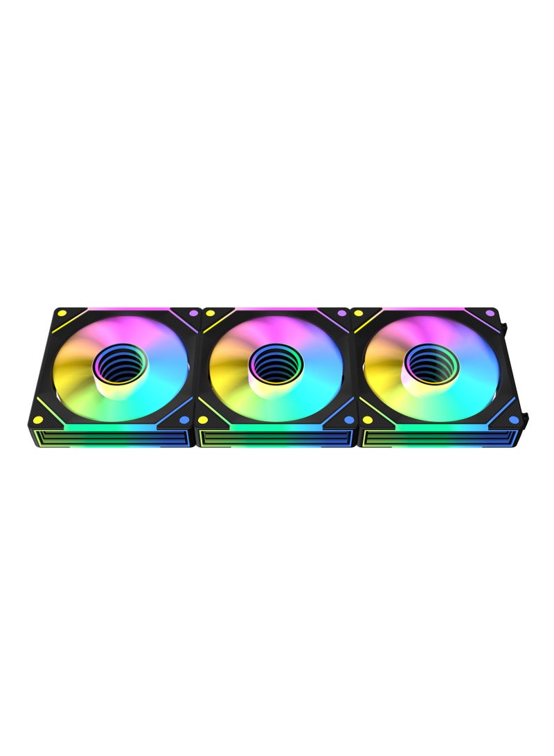 POWER 120mm PC Case Fan, Daisy Chain Connection, 5V 3-pin ARGB Lighting, 4-pin PWM Case Fan for Desktop PC/ASUS/HP/Lenovo/Windows etc. Radiator/Computer Case Cooling, 120x120x25mm, 1 Pack, Black  - Image 5