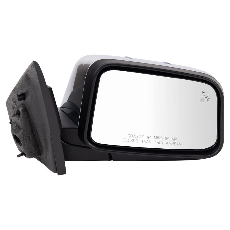 TRQ Passenger Side Heated Power Mirror Chrome Cover Smooth Black Compatible with 20112015 Ford Edge FO1321730