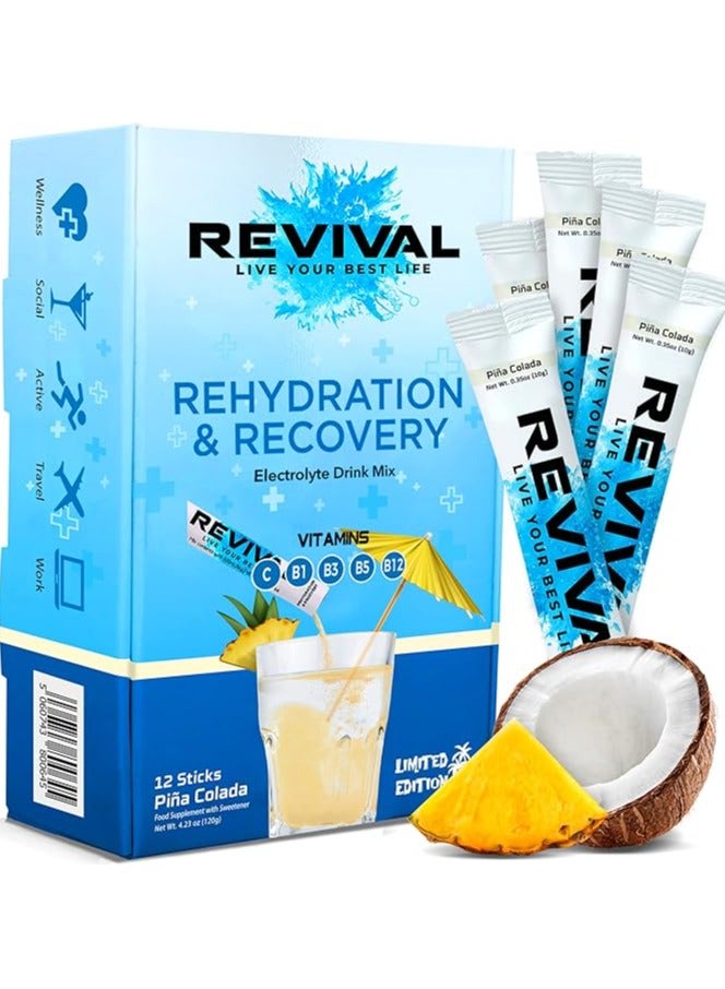 Revival Rapid Rehydration Electrolytes Powder Pina Colada 12 Sachet - Image 1