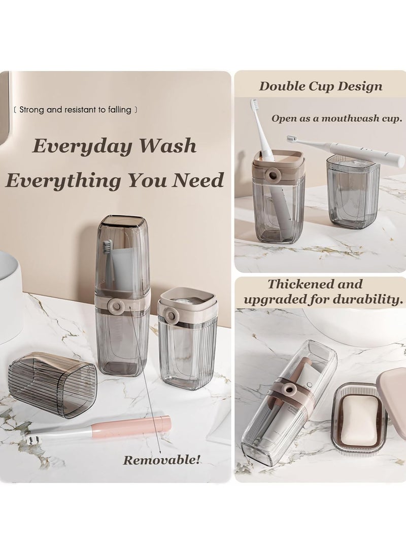 فلوشرينيك حقيبة سفر لفرشاة الأسنان، غطاء مقاوم للغبار لفرشاة الأسنان وكوب شطف 2 في 1، كوب متعدد الوظائف لفرشاة الأسنان، حامل فرشاة أسنان محمول مع معجون أسنان للسفر للعمل والتخييم والمدرسة والرحلات - Image 3