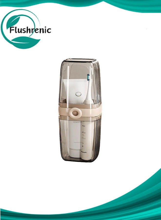 فلوشرينيك حقيبة سفر لفرشاة الأسنان، غطاء مقاوم للغبار لفرشاة الأسنان وكوب شطف 2 في 1، كوب متعدد الوظائف لفرشاة الأسنان، حامل فرشاة أسنان محمول مع معجون أسنان للسفر للعمل والتخييم والمدرسة والرحلات - Image 1