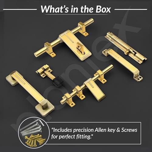 Plantex Stainless Steel Door Kit for Single Door/Door Accessories (10-inch Al-Drop,8-inch Latch,2 Handles,7-inch Tower Bolt and 4-inch Door Stopper-(Brass Antique & Gold) - Image 5