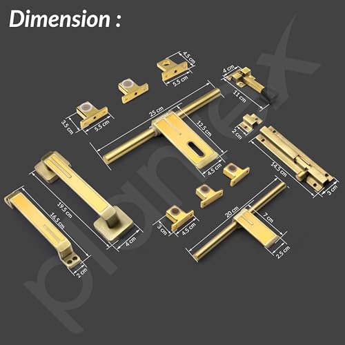 Plantex Stainless Steel Door Kit for Single Door/Door Accessories (10-inch Al-Drop,8-inch Latch,2 Handles,7-inch Tower Bolt and 4-inch Door Stopper-(Brass Antique & Gold) - Image 3