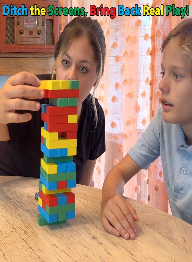 Funwares Rainbow Stack Wooden Blocks Stacking Game, Tumbling Tower & Balance Game, Family & Party Fun, Ages 6+, Color Spinner-Based Twist on Classic Stacking Games - Image 5