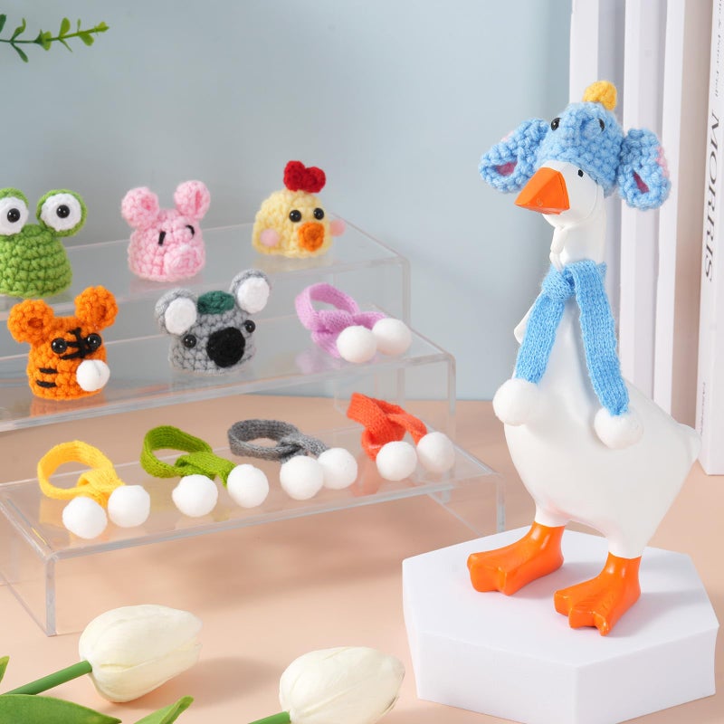 linastu 6 Set 7inch Desk Goose Outfits, Mini Desktop Goose clothes Desk Goose Accessories Set for Magnetic Goose Statue (Animal Hat+ Scarf) - Image 5