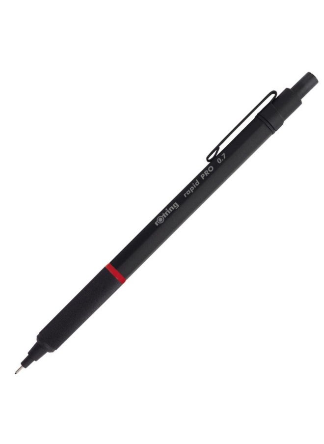 Rotring - قلم رصاص ميكانيكي Rapid Pro Hb بقطر 0.7 مم، قلم رصاص متحرك، مقاوم للكسر، أسود غير لامع، برميل معدني كامل - Image 1