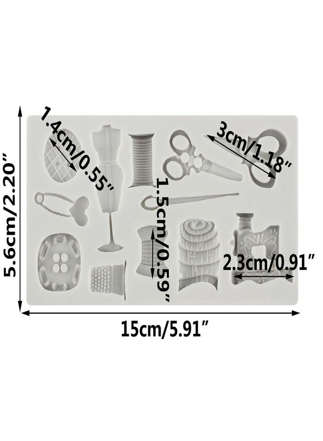 MINFEIDMS Sewing Tools Silicone Molds Scissors Button Sewing Designer Clothes Fondant Molds Sewing Machine Mold for Cake Decoration Cupcake Topper Candy Sugar Craft Polymer Clay Gum Paste - Image 2