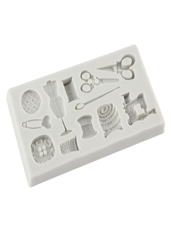 MINFEIDMS Sewing Tools Silicone Molds Scissors Button Sewing Designer Clothes Fondant Molds Sewing Machine Mold for Cake Decoration Cupcake Topper Candy Sugar Craft Polymer Clay Gum Paste - Image 4