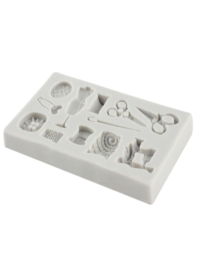 MINFEIDMS Sewing Tools Silicone Molds Scissors Button Sewing Designer Clothes Fondant Molds Sewing Machine Mold for Cake Decoration Cupcake Topper Candy Sugar Craft Polymer Clay Gum Paste - Image 5