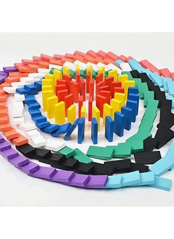 Rexez Rexez 120 PCS Dominoes Blocks Set 12 Colours Wooden Toy Building and Stacking Counting Adding Subtracting Multiplication Indoor Game Toy Educational Toy for Kids (120 PCS Dominoes)  - Image 1