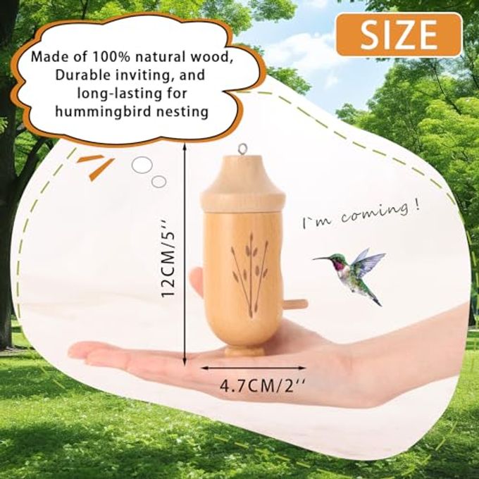OROGHT Hummingbird House Natural Wooden Hummingbird Houses for Outside Hanging, Gardening Gifts for Women Christmas Tree Decoration 3 Packs - Image 3
