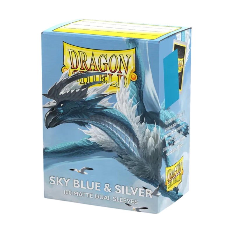 Dragon Shield | Matte Dual Standard Size Card Sleeves | 100ct - Smooth & Tough Premium TCG Sleeves - Compatible with Pokemon, One Piece, and Magic: The Gathering | Sky Blue & Silver - Image 1
