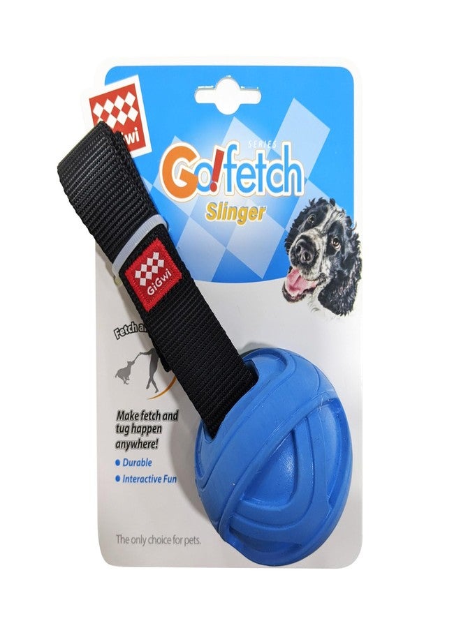 GiGwi Go! Fetch Slinger Ball for Dogs, Durable Fetch Toy for Tough Chewers, Sturdy Nylon Handle for Tug, Training, Throwing, Promotes Healthy Exercise, High Visibility, Reduces Boredom, Blue, Medium - Image 1