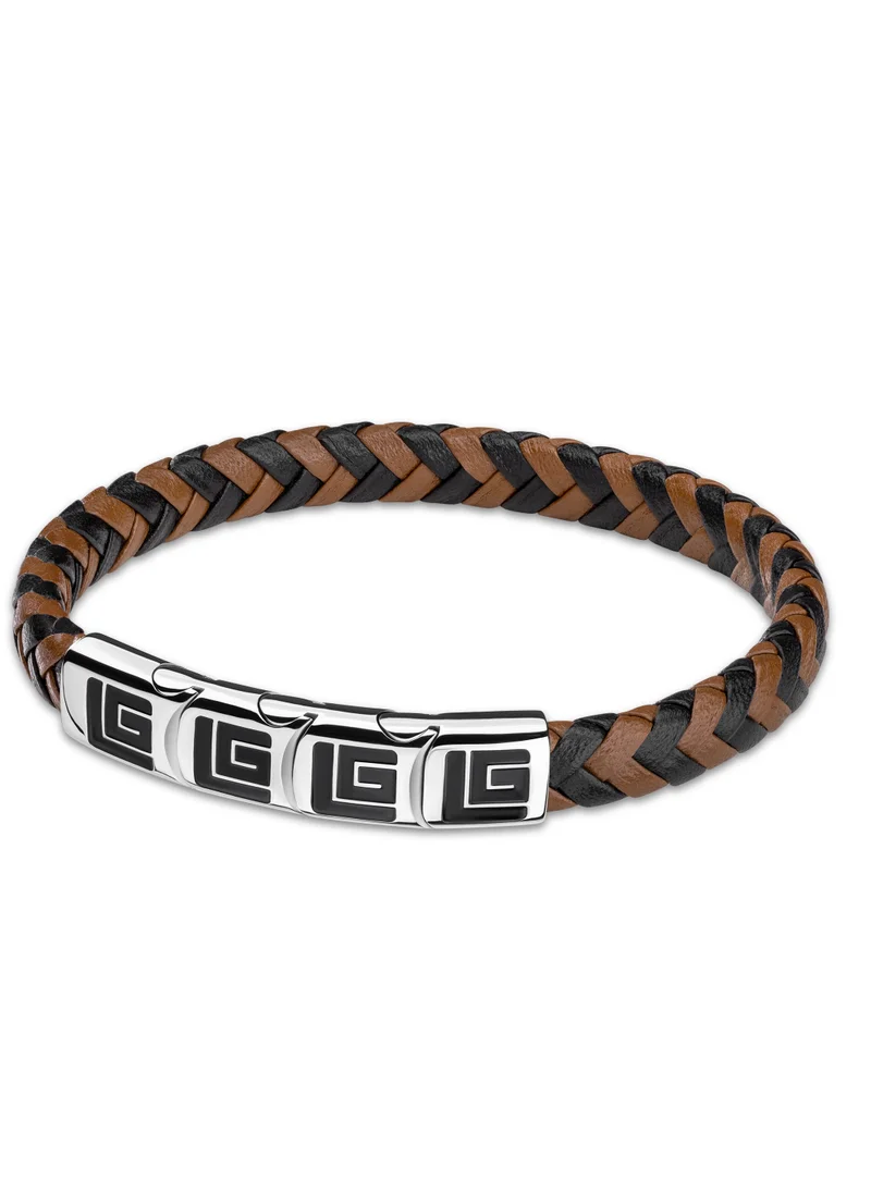 غاي لاروش Guy Laroche Adam Brown Leather Bracelet for Men