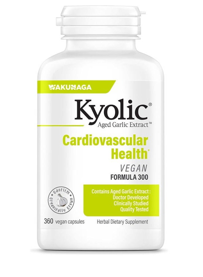 kyolic صيغة مستخلص الثوم aged 300 لصحة القلب والأوعية الدموية، نباتي، 360 كبسولة - Image 1