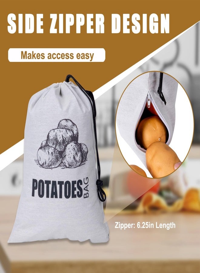 TOGETRUE Potato Onion Garlic Storage Bag, Fabric Onion and Potatoes Storage Bag, Washable Garlic Potatoes Onions Keeper with Drawstring, 3 Pack (Garlic Onion Potato Bag) - Image 4