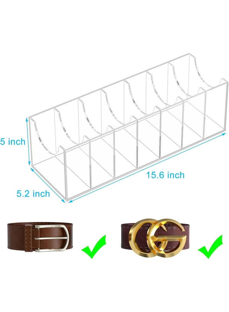Arabest Belt Organizer, Acrylic Belt Storage Holder for The Closet, 7 Compartments Display Case for Tie and Bow Tie - Image 5
