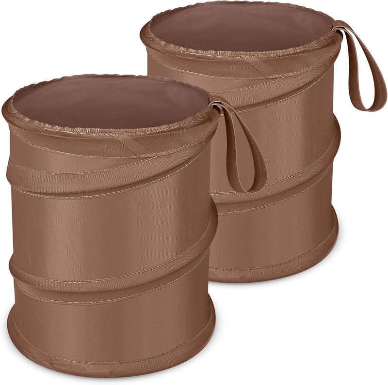 Kincown Car Trash Can - 2 Packs Mini Collapsible Car Trash Bin, Portable Garbage Can for Vehicle Interior, Brown - Image 1