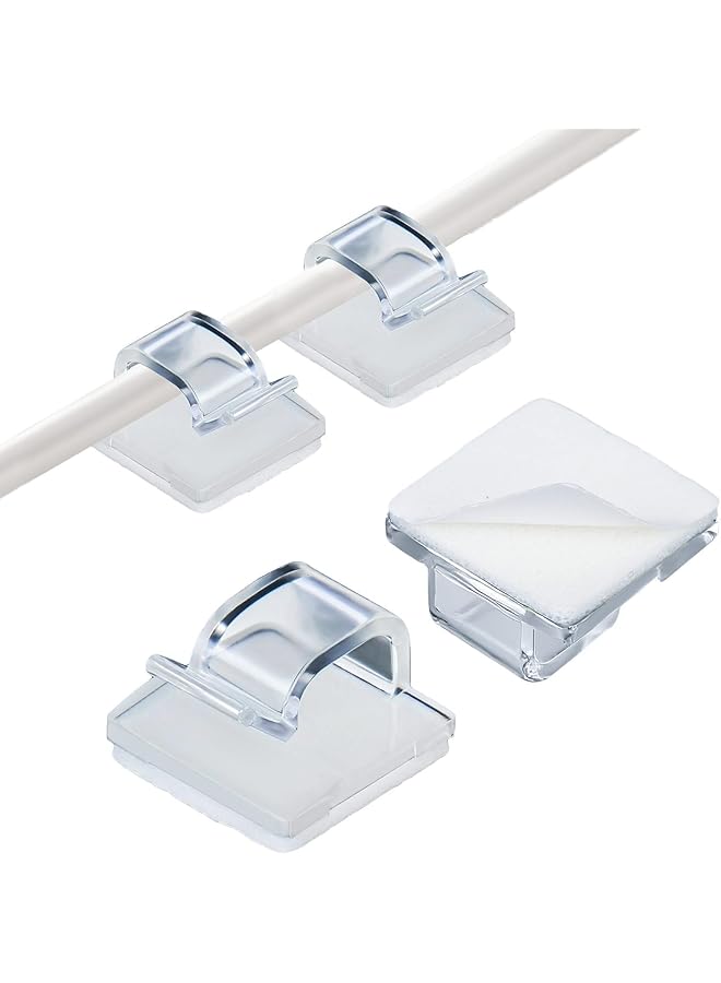Cable Management Clips, 100 Pack Clear Adhesive Wire Holders, 5.51x5.35x0.31 Inch Plastic Clips for Cables Up to 5mm Diameter