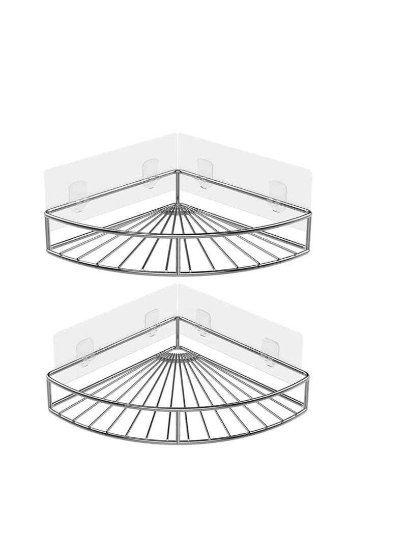 Y&D 2-Pack Corner Shower Caddy, Adhesive Bath Shelf, Stainless Steel Storage Organizer for Bathroom, Toilet, Kitchen and Dorm, Only 90 Degrees Right Angle, Silver  - Image 1