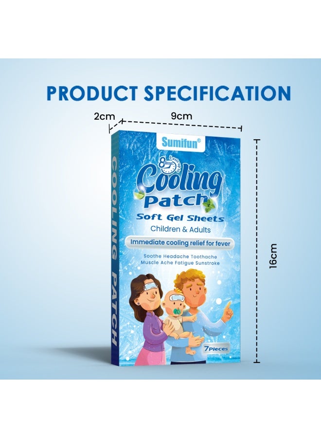 سوميفون Sumifun التبريد جل التصحيحات - للأطفال والكبار، الإغاثة الحمى الفورية، التبريد طويل الأمد، لطيف الجلد صديقة، تصحيحات خفض الحمى المتاح للمنزل والسفر، Sumifun ملصق بارد التبريد ملصق 7 قطع - Image 2