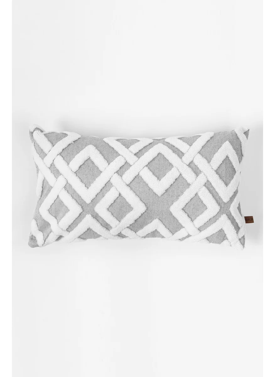 Hamur Dough Bohemian Special Design Punch Punch Pattern Rectangular Throw Pillow Cover Mila Gray