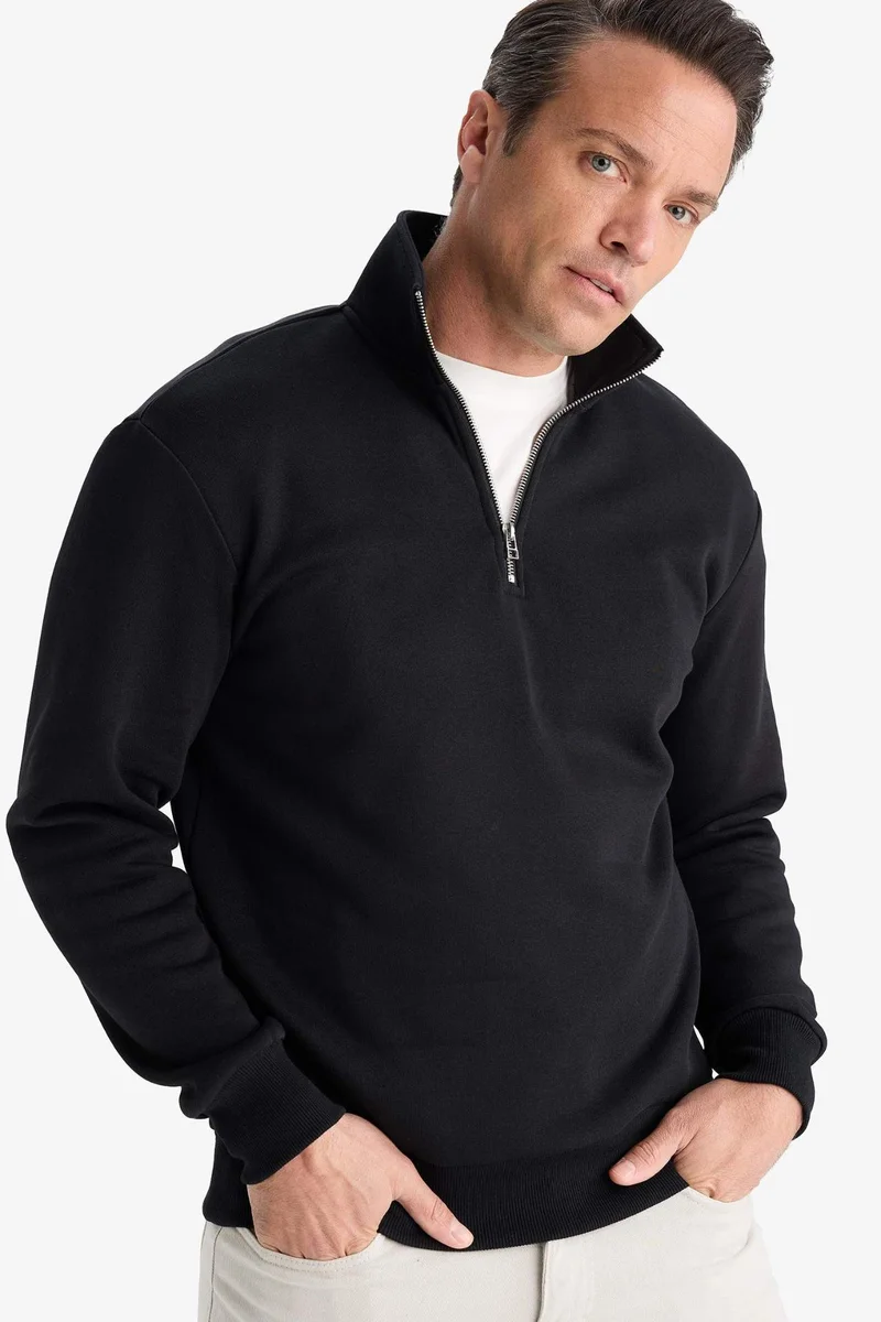 Defacto  Regular Fit Half Zippered Basic Sweatshirt for Men | Best Price UAE