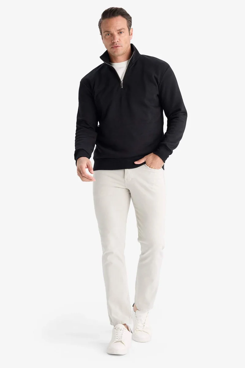 Defacto  Regular Fit Half Zippered Basic Sweatshirt for Men | Best Price UAE
