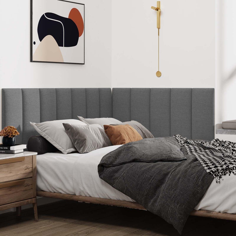 IFNOW Upholstered Wall Mounted Headboard, 3D Soundproof Wall Panels Peel and Stick Headboard for Queen Size, Home Decor, Reusable and Removable Tufted Bed Headboards in Dark Grey(9 Panels, 10" x 24") - Image 4