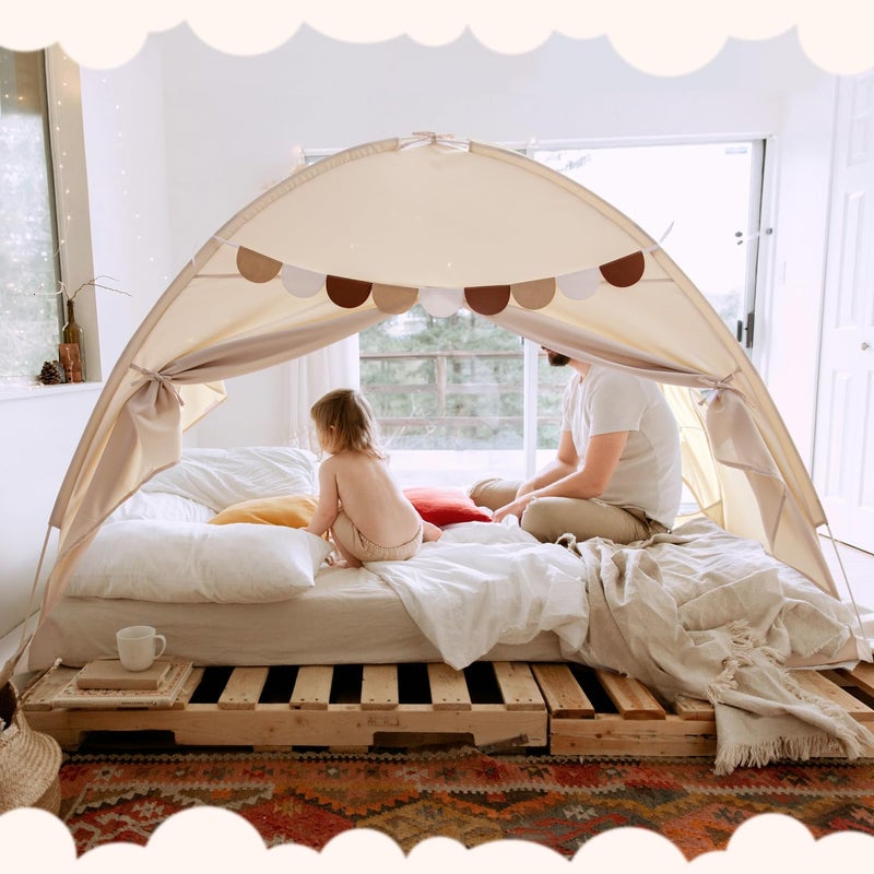 Sherilyn Twin Bed Toddler Canopy Bed Kids Tents Indoor Dream Playhouse Tent on Bed Bunk Privacy Space Blackout Sleeping Tents Portable Drafty Room Floor Bed Tents for Boys Girl Birthday, House Gift - Image 2