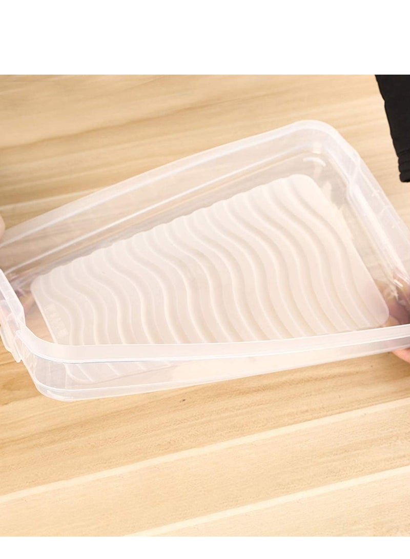 راكسوم 3 قطع من صناديق تخزين الطعام البلاستيكية، صندوق تخزين قابل للتكديس في الثلاجة والفريزر، منظم صينية حاويات الطعام المكدسة، صندوق ثلاجة مكون من 3 طبقات، حاوية محكمة الإغلاق للطعام، حاويات شفافة رفيعة - Image 5