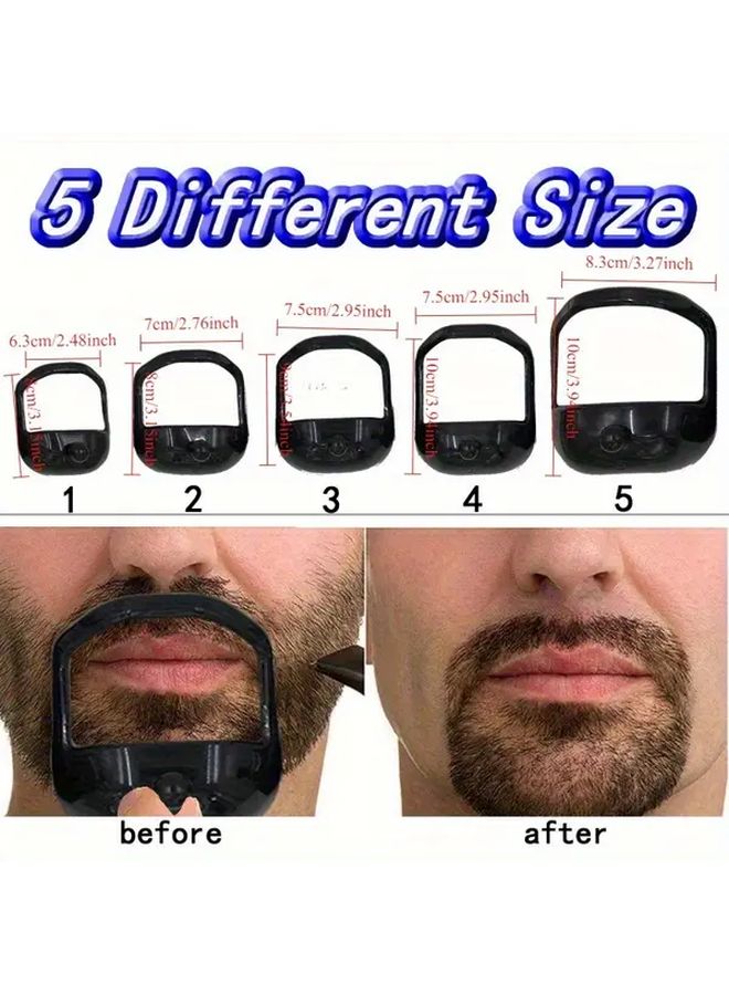 Black 5 Piece Beard Grooming Kit Styling Tool Set Shaping Template Perfect Gift for Men - Image 1