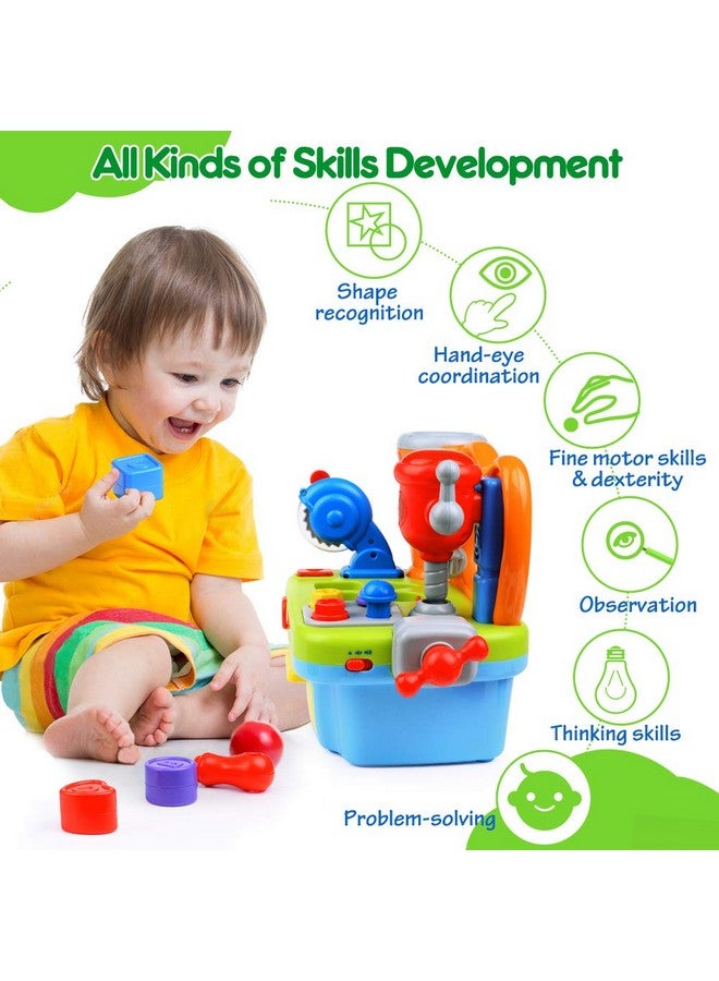 ORWINE Musical Learning Workbench Toddler Toys For Boys Girls Kid Baby Early Education Toys For 1 2 3 4 Years Old Construction Workbench Pretend Play Sound Effect Light Shape Sorter Tool Birthday Gift - Image 3
