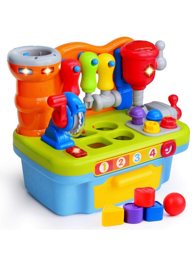 ORWINE Musical Learning Workbench Toddler Toys For Boys Girls Kid Baby Early Education Toys For 1 2 3 4 Years Old Construction Workbench Pretend Play Sound Effect Light Shape Sorter Tool Birthday Gift - Image 1