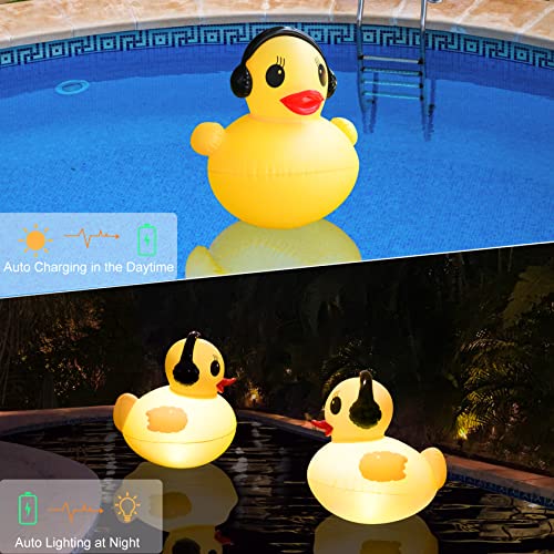 DeeprBetter Floating Solar Pool Lights, 16 inch Waterproof Pool Lights that Float, Light up LED Pool Accessories, Glow Duck Pool Light, Inflatable Solar Floating Light for Pools,Pond,Hot tub,Party-2pcs - Image 2