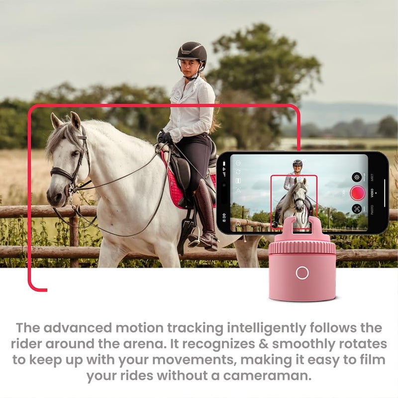 Pivo Equestrian Pod Standalone Auto Tracking Phone Holder, Face, Body & Horse Tracker, 360° Rotation, 6 Speed, Stand for Video Recording (Pink) - Image 4