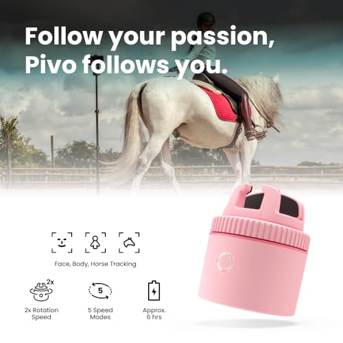 Pivo Equestrian Pod Standalone Auto Tracking Phone Holder, Face, Body & Horse Tracker, 360° Rotation, 6 Speed, Stand for Video Recording (Pink) - Image 5