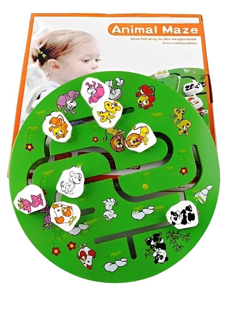 Pairing Maze & Assemble Cognitive Wooden Puzzles for Toddlers, Teacher Parents Early Learning Support Tools, Montessori Motor & Sensory Skill Development Shape Matching Toys (Animal Maze Pattern)  - Image 1