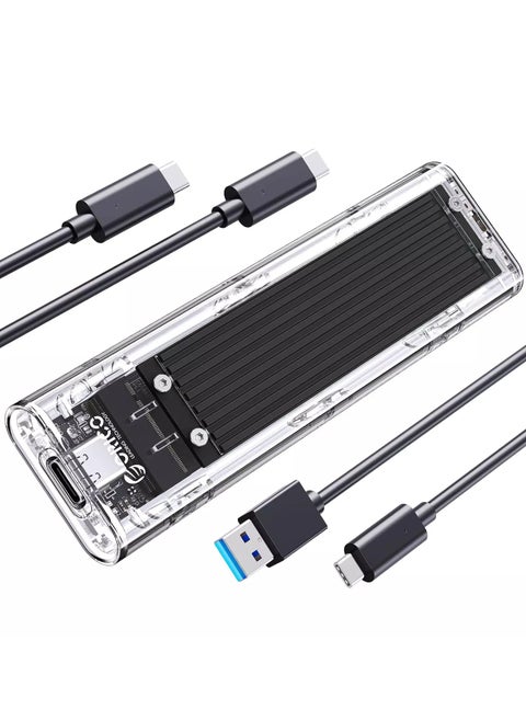 علبة M.2 NVMe SSD، USB 3.2 Gen 2 (10 Gbps)، علبة شفافة لمحول محرك أقراص الحالة الصلبة الخارجي لـ 2280 2260 2242 2230 PCI-E M2 M-Key SSD، علبة محول USB Type C - TCM2 باللون الأسود