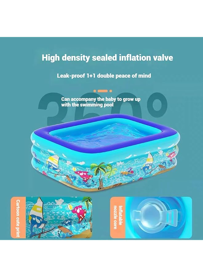 زيريفام حوض سباحة قابل للنفخ سميك كبير الحجم لحفلات المياه الصيفية العائلية حوض قابل للنفخ للفناء الخلفي والحديقة الخارجية والداخلية (210 × 140 × 55 سم) - Image 4