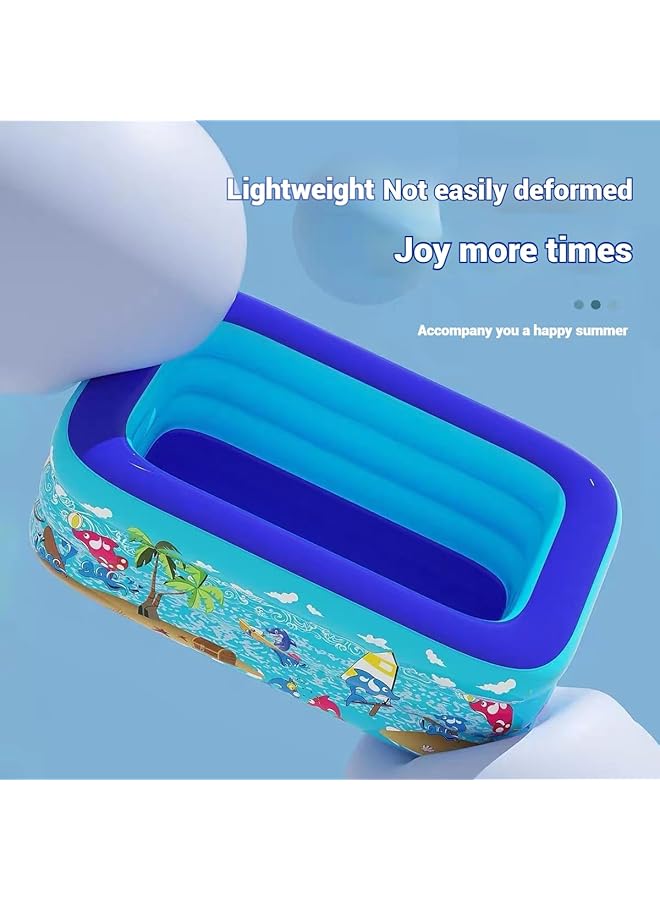زيريفام حوض سباحة قابل للنفخ سميك كبير الحجم لحفلات المياه الصيفية العائلية حوض قابل للنفخ للفناء الخلفي والحديقة الخارجية والداخلية (210 × 140 × 55 سم) - Image 5