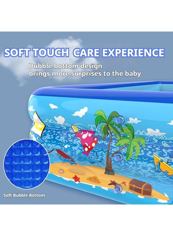 زيريفام حوض سباحة قابل للنفخ سميك كبير الحجم لحفلات المياه الصيفية العائلية حوض قابل للنفخ للفناء الخلفي والحديقة الخارجية والداخلية (210 × 140 × 55 سم) - Image 2