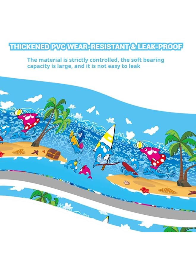 زيريفام حوض سباحة قابل للنفخ سميك كبير الحجم لحفلات المياه الصيفية العائلية حوض قابل للنفخ للفناء الخلفي والحديقة الخارجية والداخلية (210 × 140 × 55 سم) - Image 3