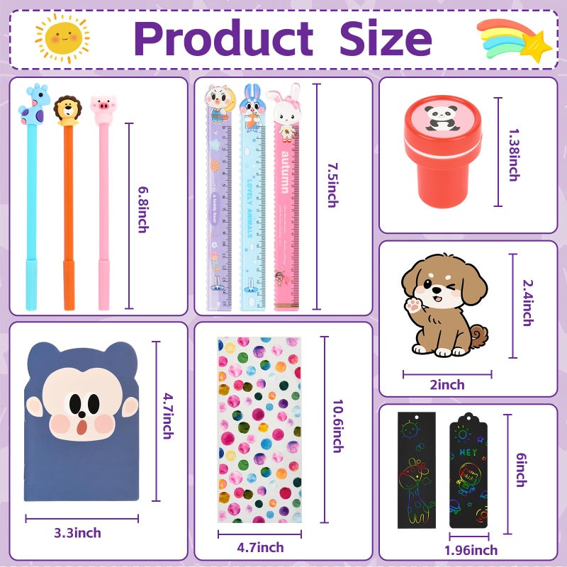 Ulema 24 pack Cute Stationery Classroom Rewards, With Pencils Rulers Erasers Sticky Notes For Birthday Gifts Goodie Bags Classroom games Rewards School Office Supplies. - Image 3