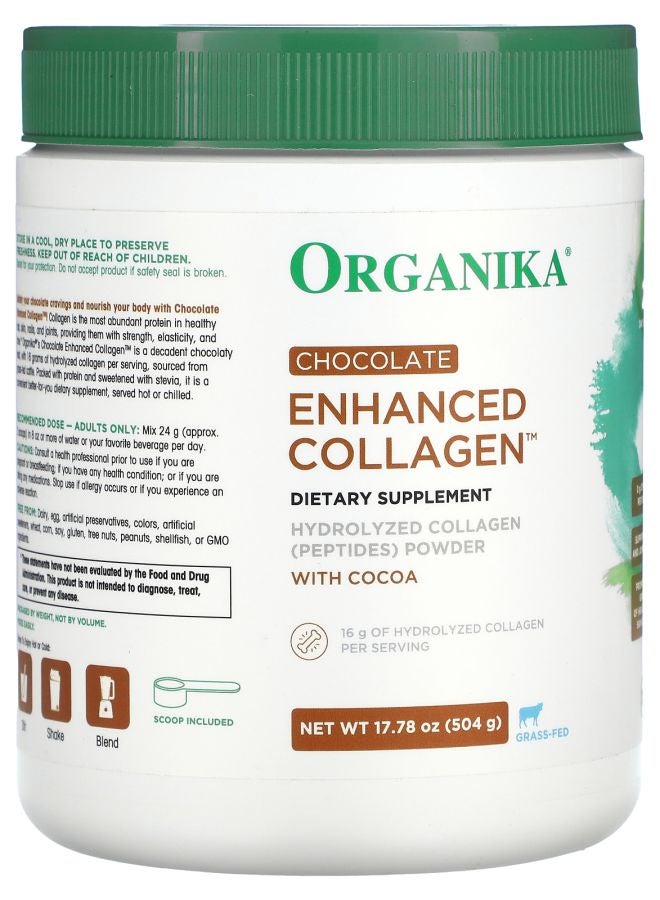 Organika Enhanced Collagen Chocolate 17.78 oz (504 g) - Image 2