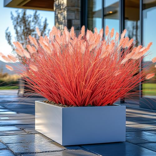 Ttranewsoo Fake Grass Fall Flowers Artificial Shrubs Artificial Grass Wheatgrass Cattails Fake Grass Decorations Artificial Plants Ornamental Grass Outdoor Grass Green Leafy Decorations 12PCSOrange - Image 1
